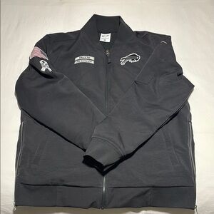 Buffalo Bills Salute to Service Grey Bomber Jacket with Patches